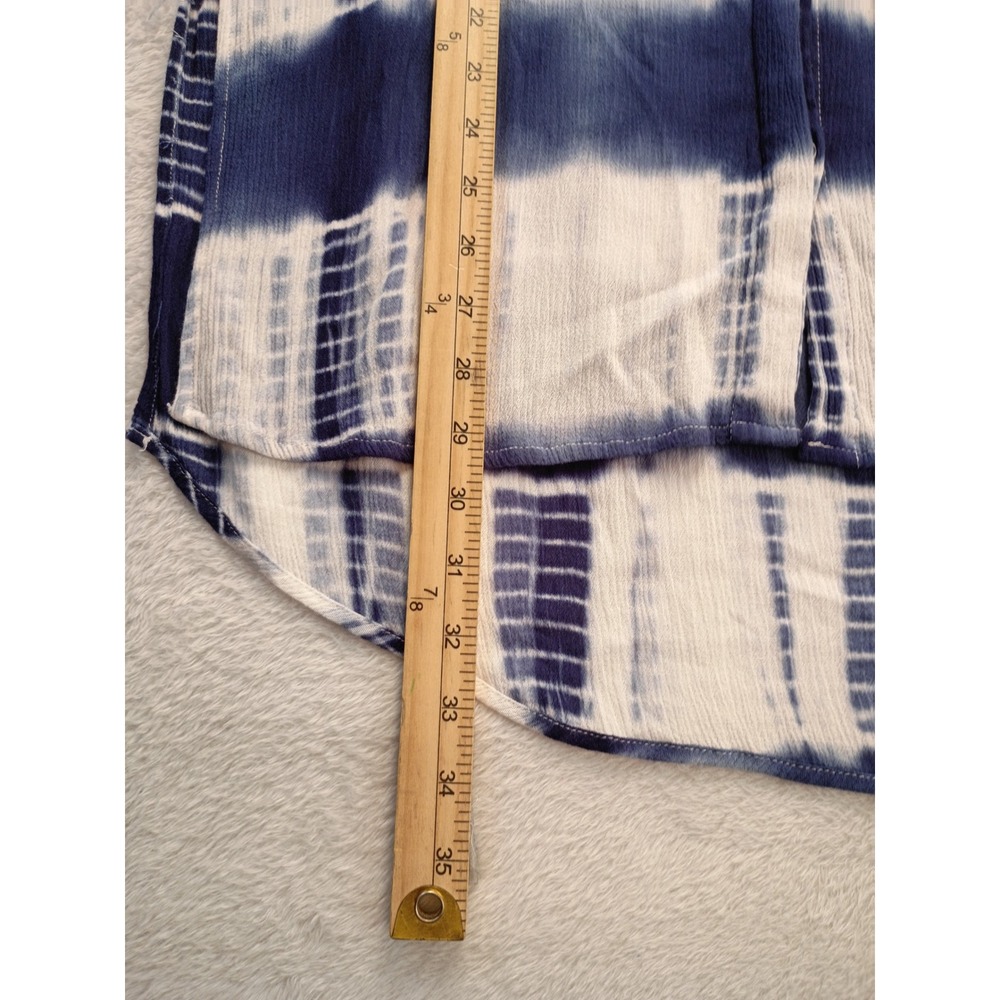 Entro Button Down Women's Tie Dye Hi-Low Hem Shirt Large Blue White Casual Top - Picture 7 of 13